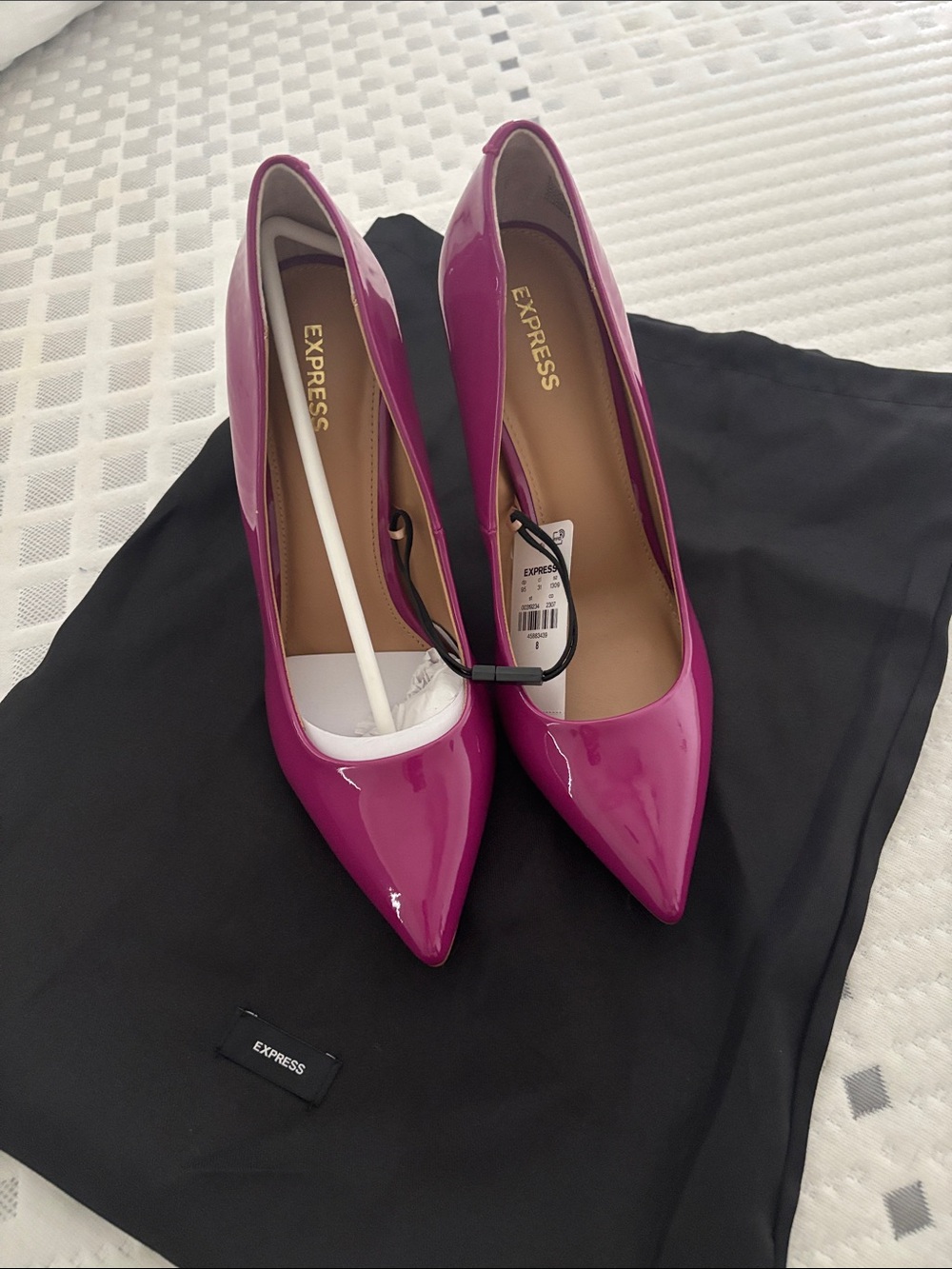Express Patent Pointed-Toe Pumps in Bright Fuchsia
